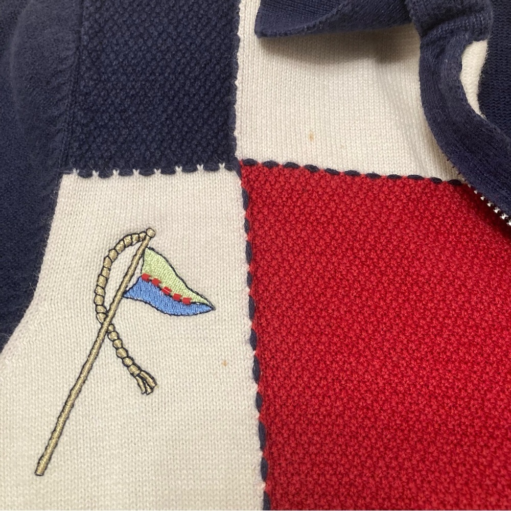 3/$20 90s Alfred Dunner Knit Zip Up Nautical Top Cardigan Womens Small Anchor - Picture 3 of 9